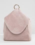 Asos Suede Minimal Backpack With Ring Pull Detail - Purple