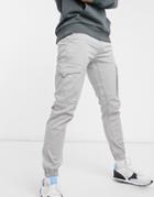 Jack & Jones Intelligence Cargo Pants In Light Gray Organic Cotton-grey