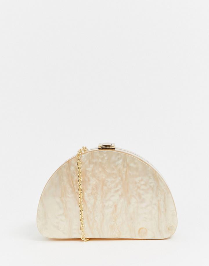 Asos Design Half Moon Marble Clutch Bag - Copper