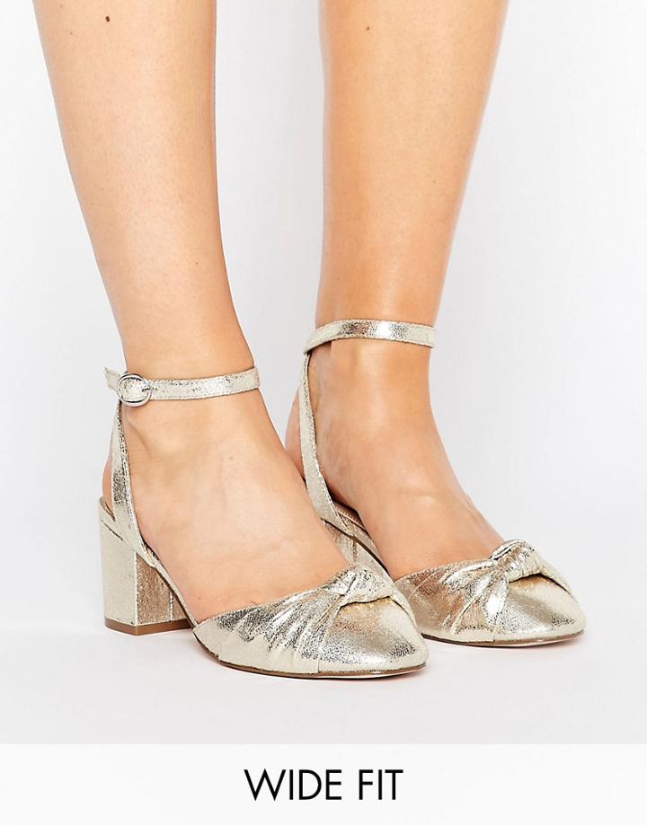 Asos Samira Wide Fit Knotted Heeled Shoes - Gold