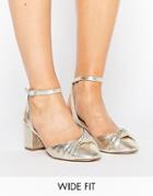 Asos Samira Wide Fit Knotted Heeled Shoes - Gold