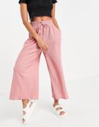 Asos Design Linen Look Culotte Pant In Blush-pink