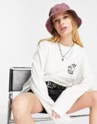Topshop We Are Growing Long Sleeve Skater Tee In White