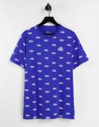 Nike Club All Over Logo Print T-shirt In Blue-blues