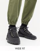 Asos Design Wide Fit Technical Hiker Boots In Black Textile