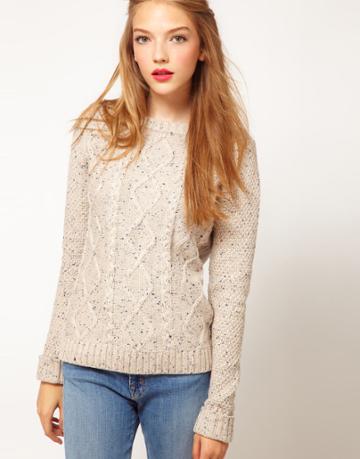 A Wear Flecked Cable Knit Sweater