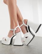 Lamoda Flared Heel Platform Sandal In White