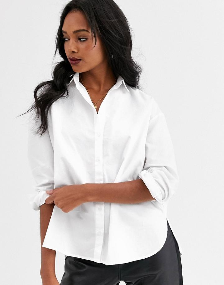Mango Button Front Shirt In White