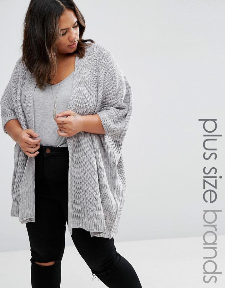 Brave Soul Plus Shawl Cardigan - Gray