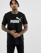 Puma Essentials T-shirt With Large Logo In Black - Black