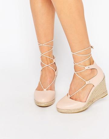 Carvela Kute Pale Pink Leather Wedge Shoes - Pale Pink
