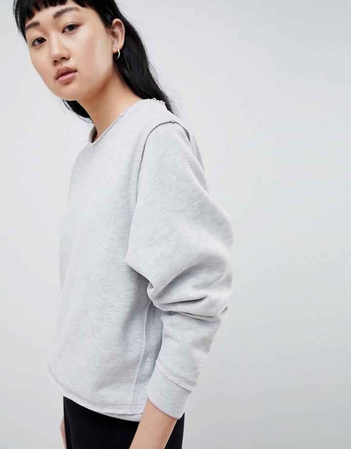 Selected Femme Sweatshirt With Raw Seams - Gray
