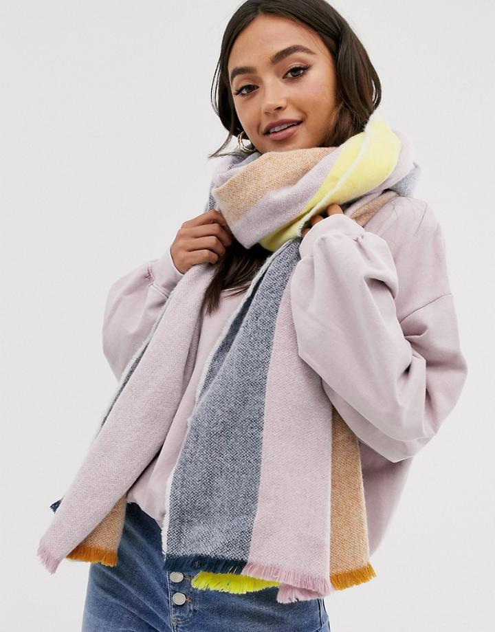 Asos Design Oversized Long Woven Scarf In Stripe-multi