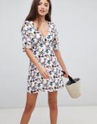 Fashion Union Mini Dress With Frill Sleeves - White
