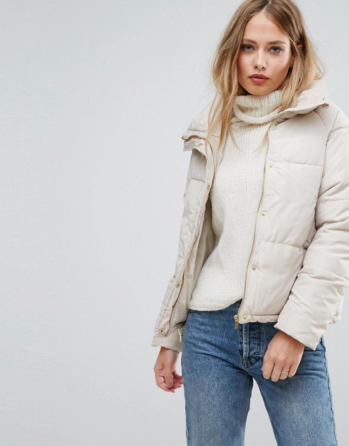 Vero Moda High Neck Padded Jacket - Beige