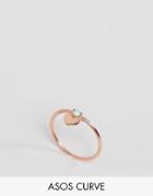 Asos Curve Rose Gold Plated Sterling Silver Heart Ring - Copper