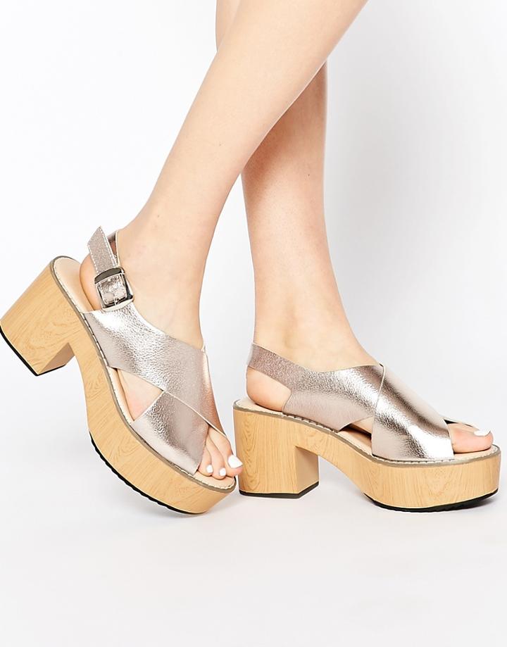 Park Lane Cross Strap Platform Sandals - Rose Gold