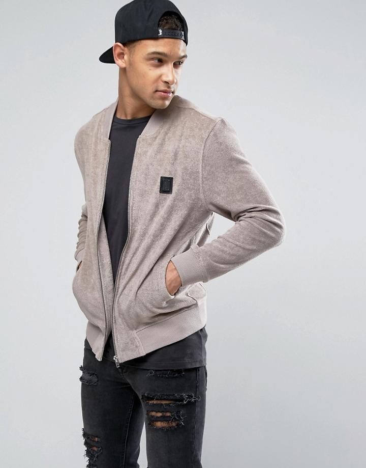 Religion Towelling Bomber Sweat - Gray