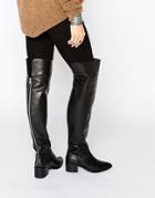 Asos King Fisher Leather Over The Knee Boots - Black