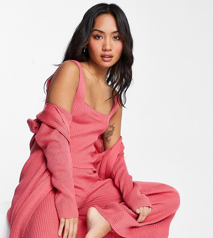 Asos Design Petite Mix & Match Knitted Cardigan In Dusty Rose-pink