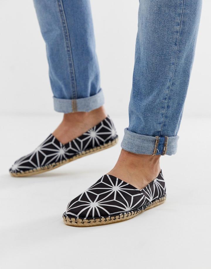 Asos Design Espadrilles In Geo Print-black