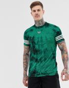 Adidas Originals T-shirt With Stripes And Central Logo In Tie Dye-green