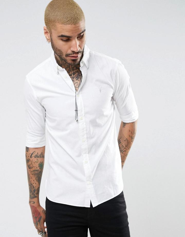 Allsaints Regular Fit Short Sleeve Shirt With Logo - White