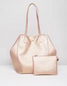 Asos Soft Shopper Bag With Removable Clutch - Copper