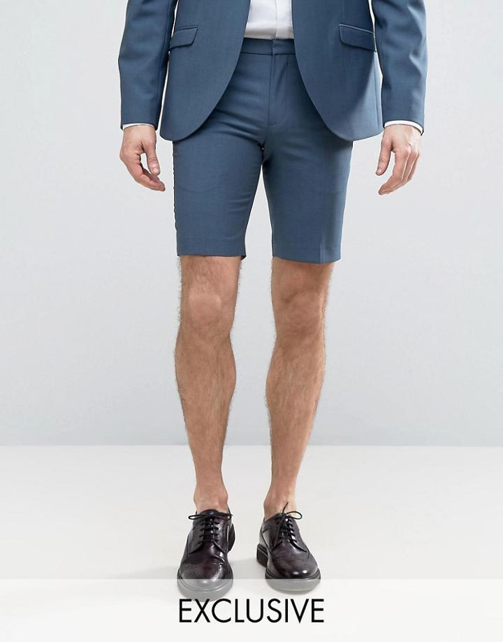 Heart & Dagger Smart Summer Wedding Shorts - Blue