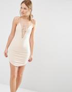 Ginger Fizz Ladder Front Mini Dress - Nude