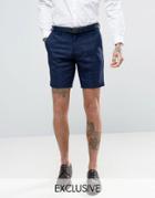 Only & Sons Skinny Shorts In Textured Check - Navy