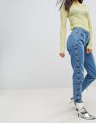 Chorus Lace Up Side Mom Jeans - Blue