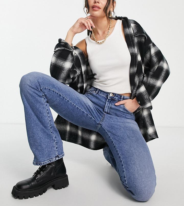 Only Tall Hailey Flared Jeans In Mid Wash Blue