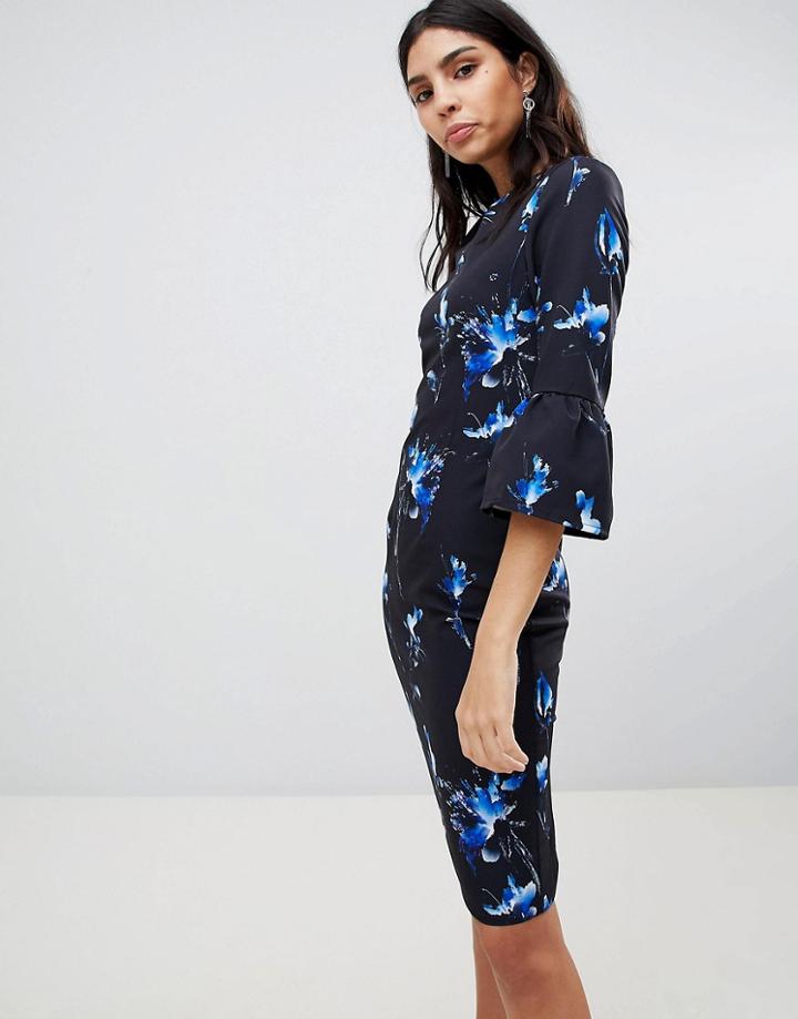True Violet Midi Dress With 2ith Frill Detail - Multi