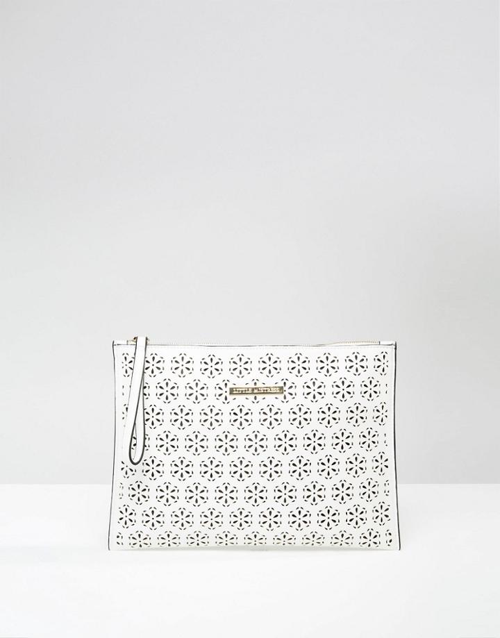 Little Mistress Laser Cut Pouch Clutch Bag - White