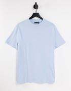Asos Design Cotton Blend T-shirt With Crew Neck In Light Blue-blues