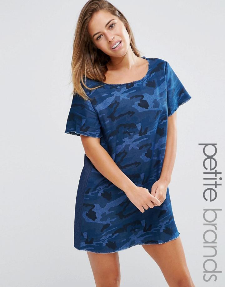 Liquor & Poker Petite Dress In Denim Camo - Blue