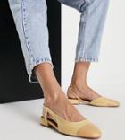 Asos Design Wide Fit Lively Slingback Ballet Flats In Natural Raffia-neutral