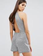 Oh My Love High Neck Romper - Silver