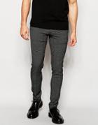 Asos Super Skinny Smart Pants In Mini Geo Design - Black