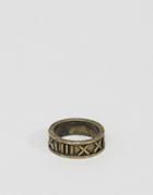 Asos Ring With Roman Numerals In Burnished Gold - Gold