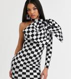 Asos Design X Christian Cowan Checkerboard Bow Mini Dress