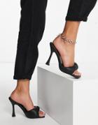 Asos Design Niki Padded Twist High Heeled Mules In Black