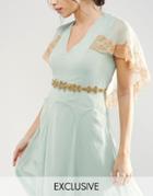 True Decadence Occasion Beaded Belt With Hearts - Silver