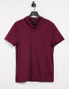 Asos Design Smart Polo With Revere Collar In Burgundy-red