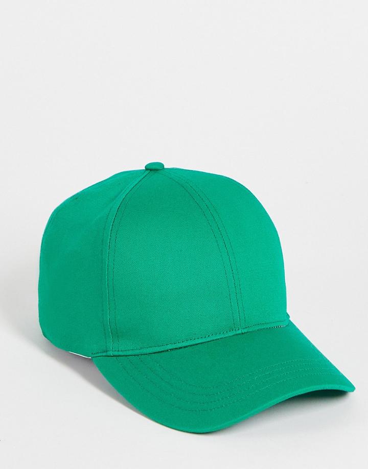 Asos Design Canvas Baseball Cap In Forest Green