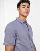 Lacoste Short Sleeve Check Shirt In Blue-red