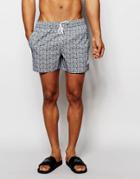 Native Youth Retro Floral Print Swim Shorts - Navy