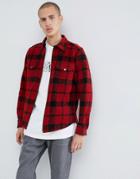 Lee Wool Zip Overshirt Jacket - Red