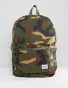 Herschel Supply Co Washed Cotton Camo Canvas Daypack Backpack - Green